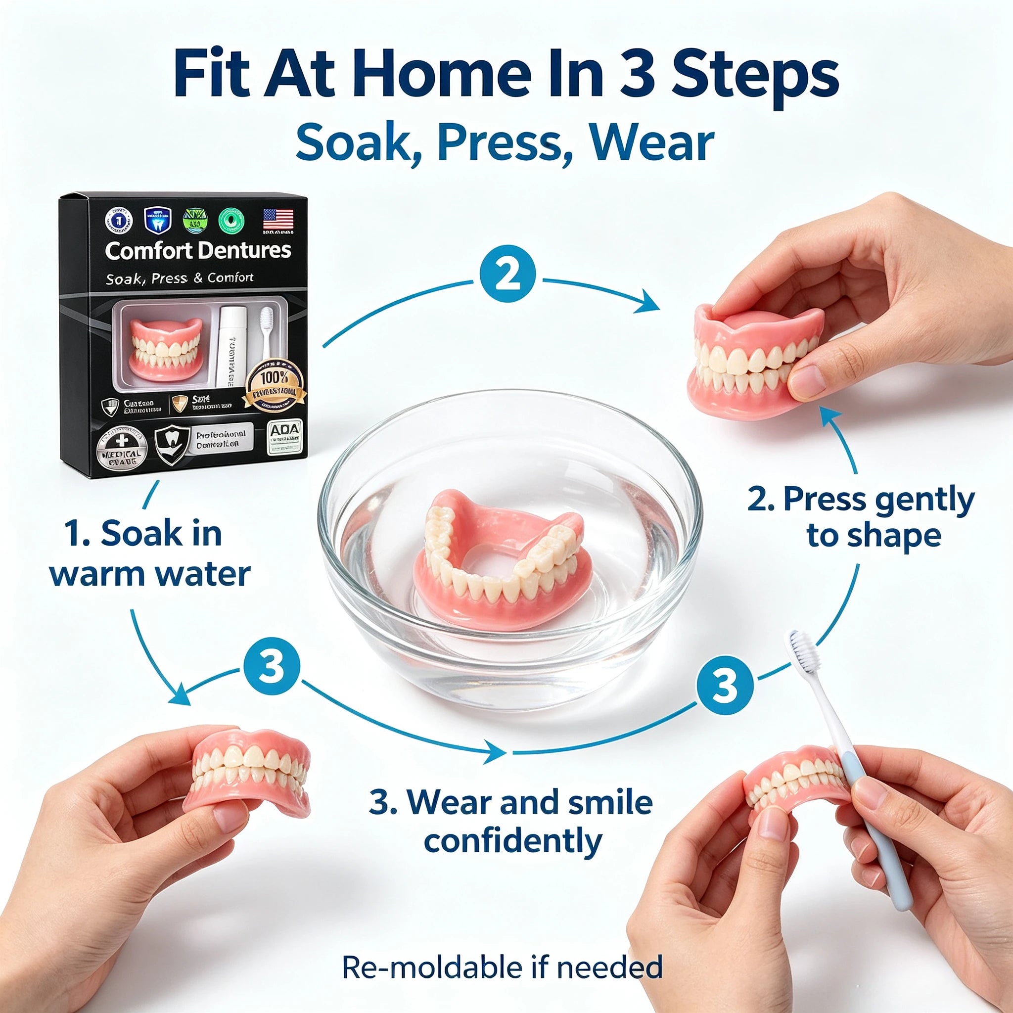 Moldable Silicone Denture Set for Instant Natural Smile - 5