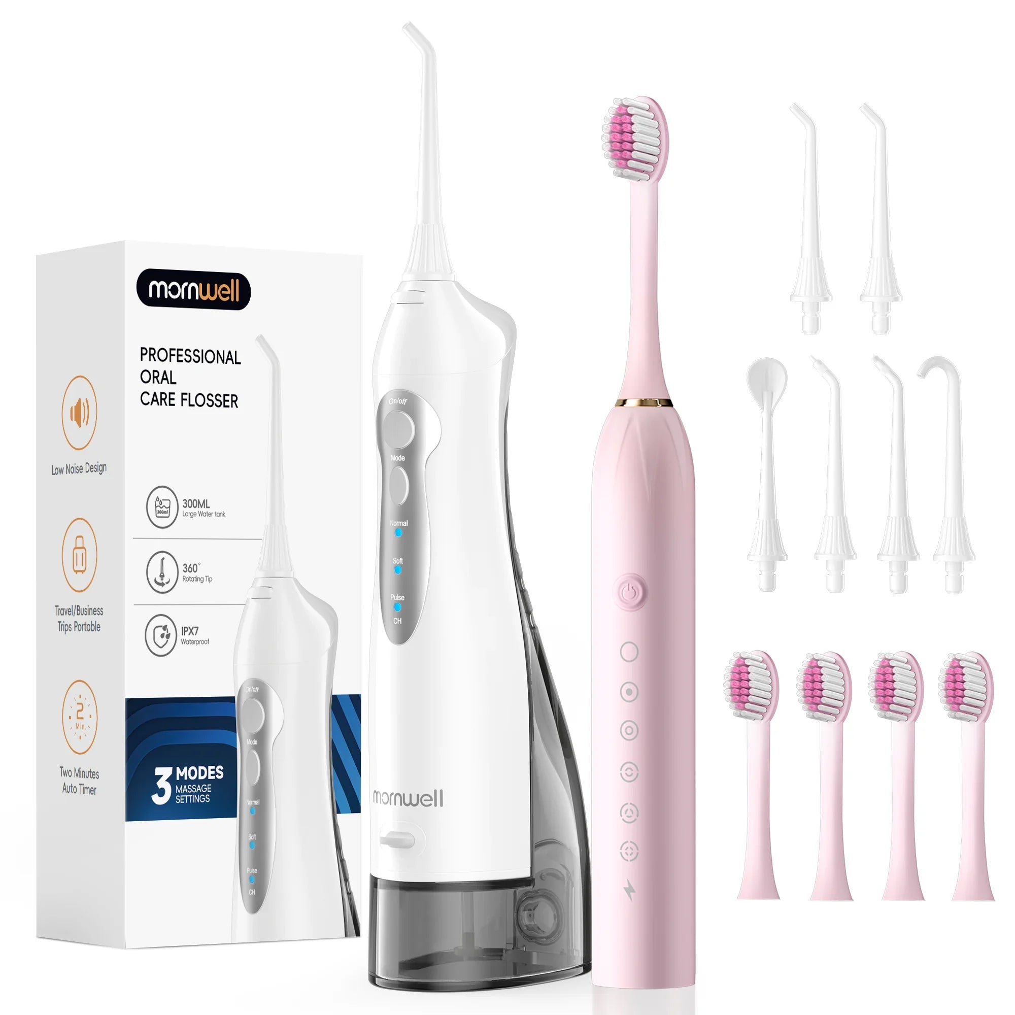 Portable Water Flosser and Sonic Electric Toothbrush Combo Set - 26