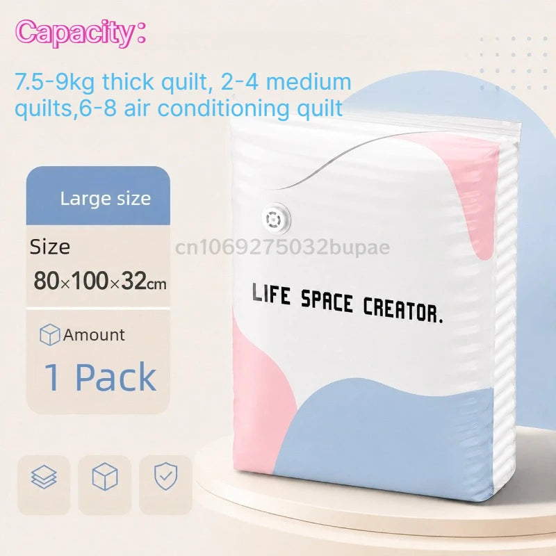 Pump-Free Vacuum Compression Storage Bags for Bedding and Clothes