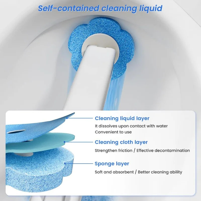 Disposable Toilet Brush with Wall-Mount Holder - 6