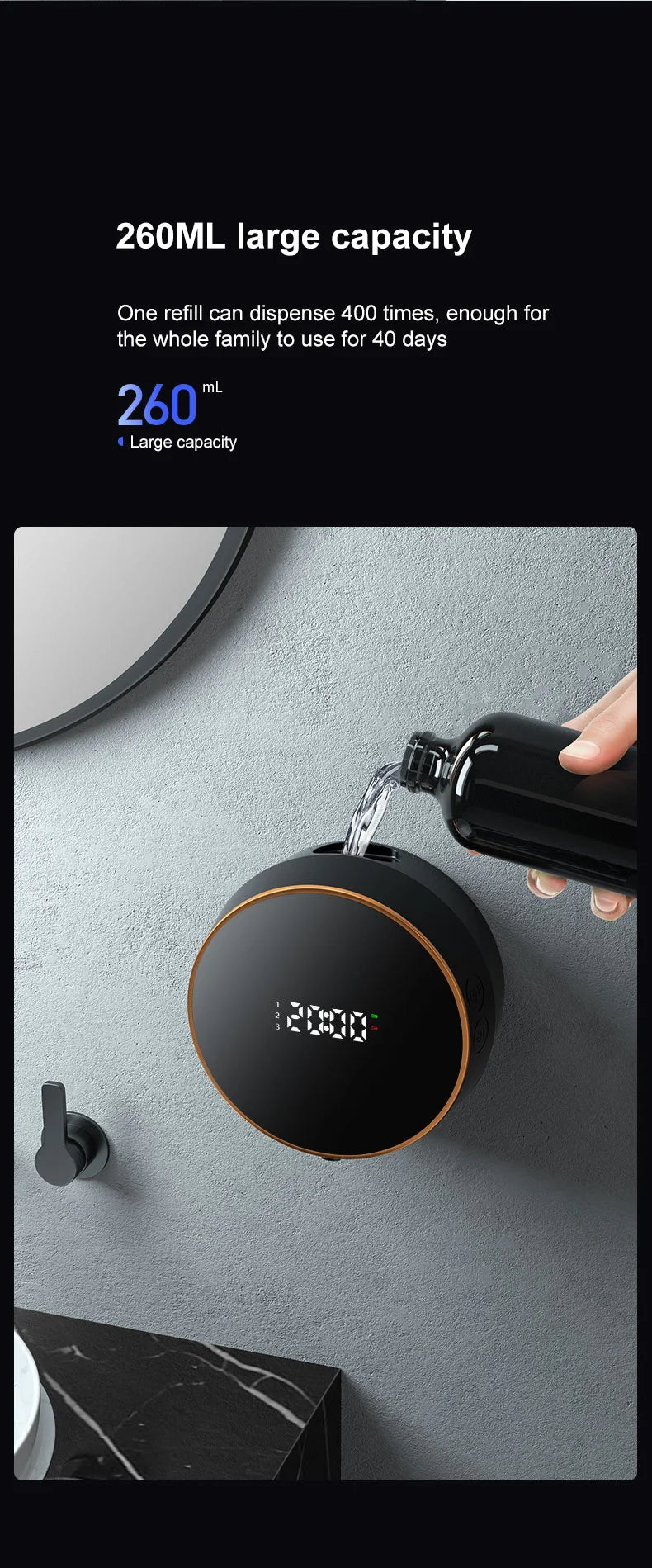 Automatic Touchless Foam Soap Dispenser with Temperature Display