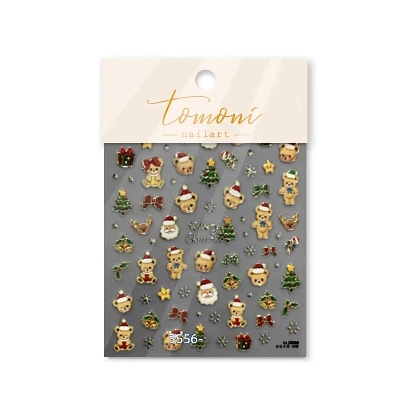 3D Christmas Cartoon Self-Adhesive Nail Art Decal Stickers
