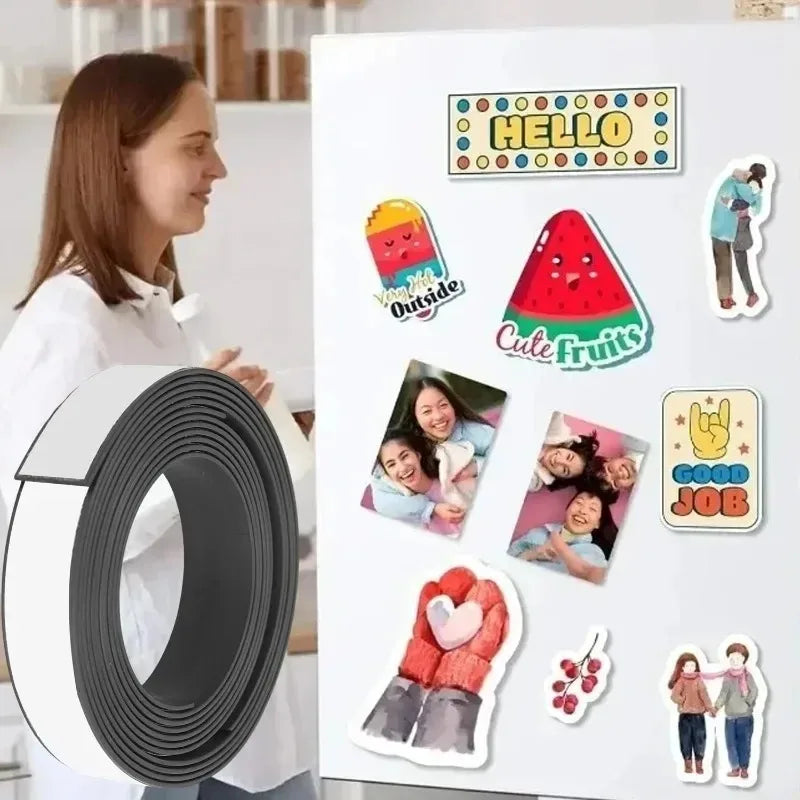 Self-Adhesive Cuttable Magnetic Strip for DIY Home Organization