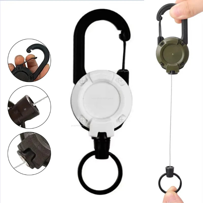 Heavy Duty Retractable Carabiner Key Chain with Steel Wire