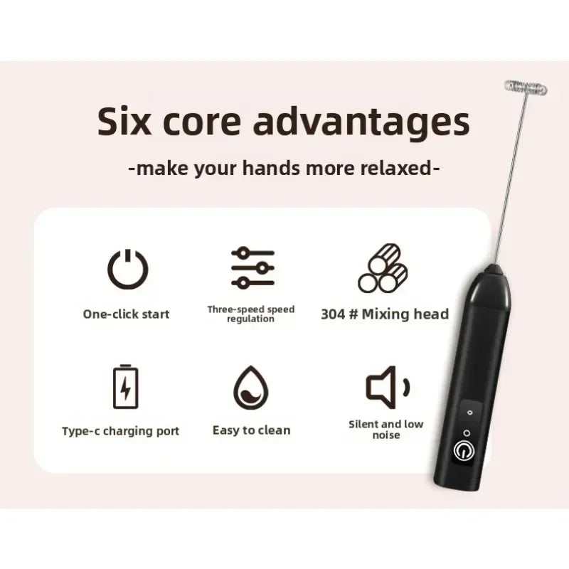Wireless Handheld Electric Milk Frother and Coffee Mixer - 8