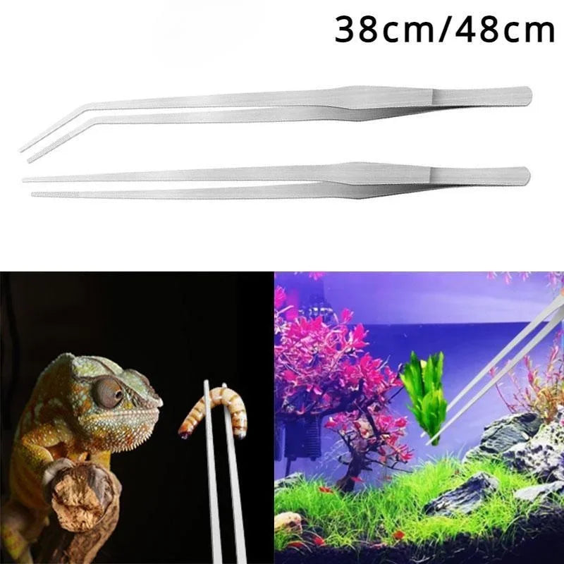 Extra Long Stainless Steel Aquarium and Terrarium Feeding Tweezers - 1