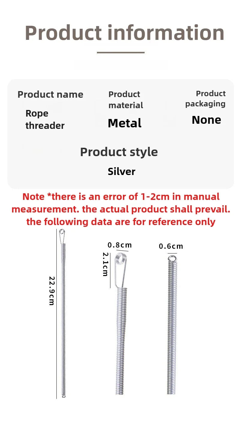 Flexible Spring Drawstring Threader for Sewing and Crafts
