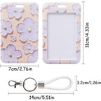 Floral Pattern ID Card Holder with Keychain