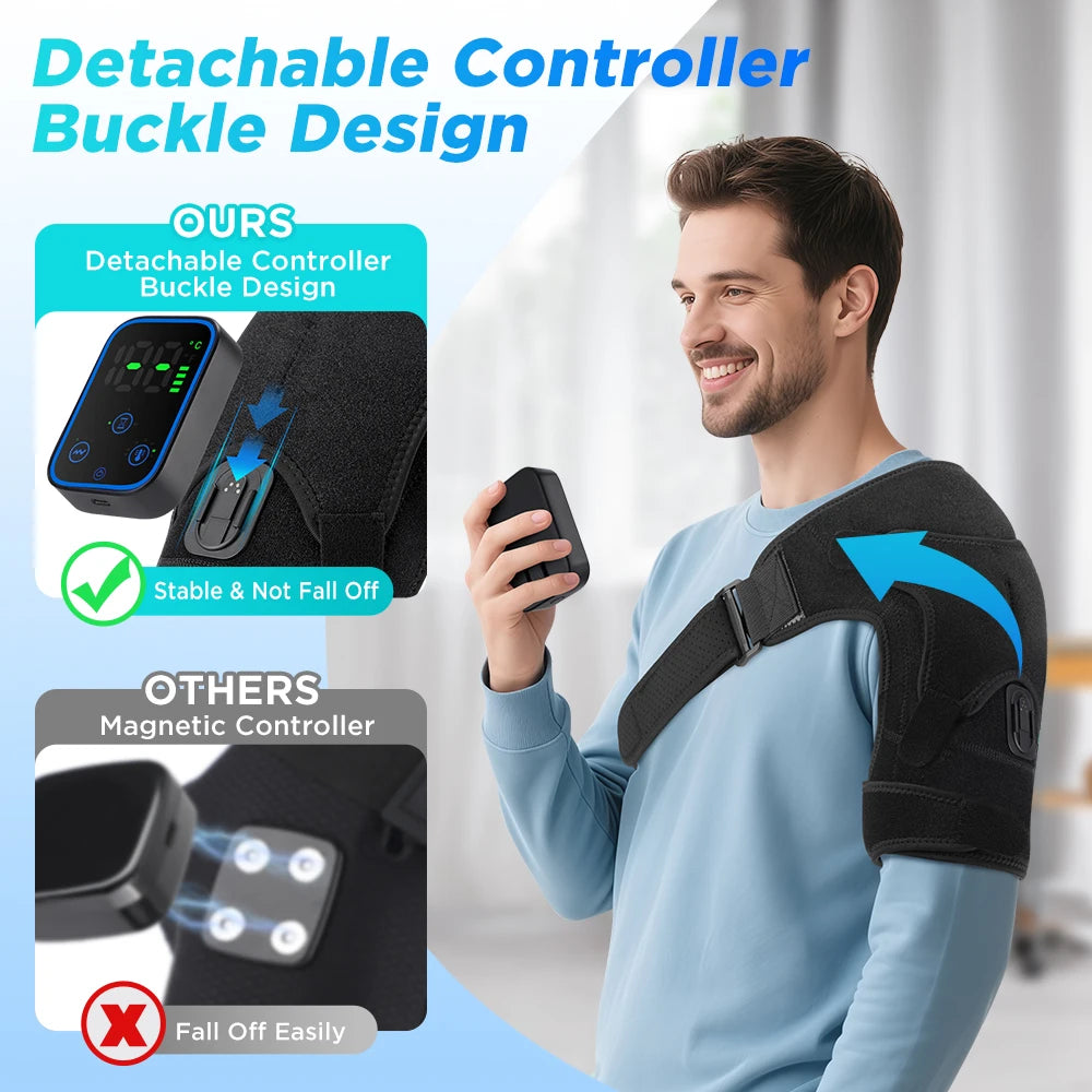 Wireless Heated Shoulder Massager with Vibration and App Control