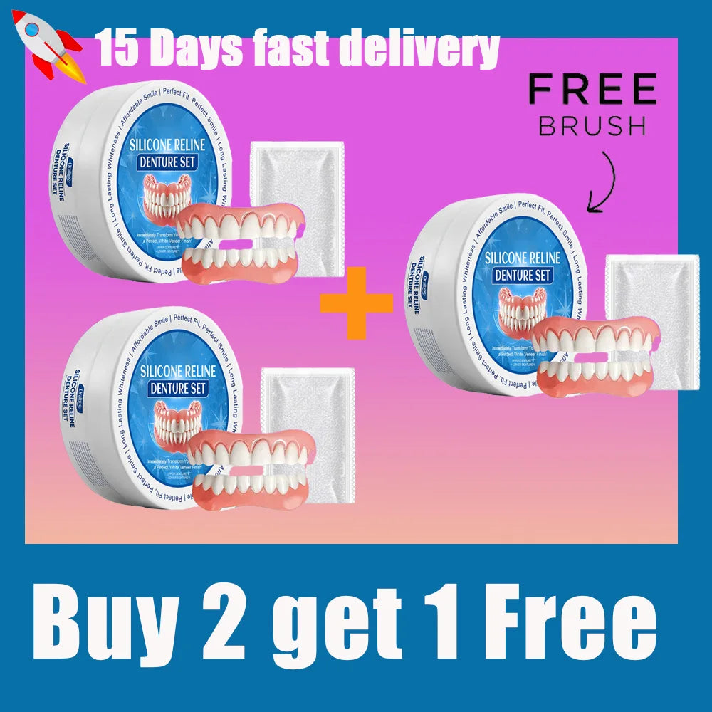 Temporary Silicone Snap-On Denture Set for Smile Whitening