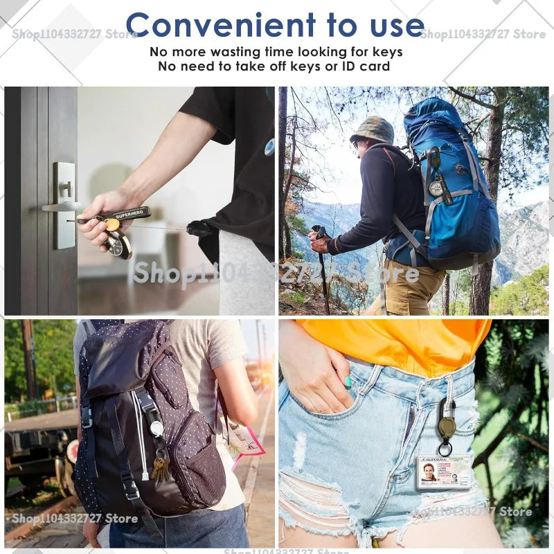 Heavy Duty Retractable Carabiner Key Chain with Steel Wire - 6