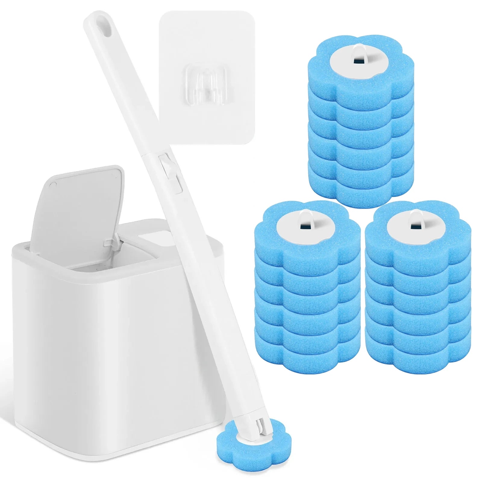 Disposable Toilet Brush with Wall-Mount Holder - 15