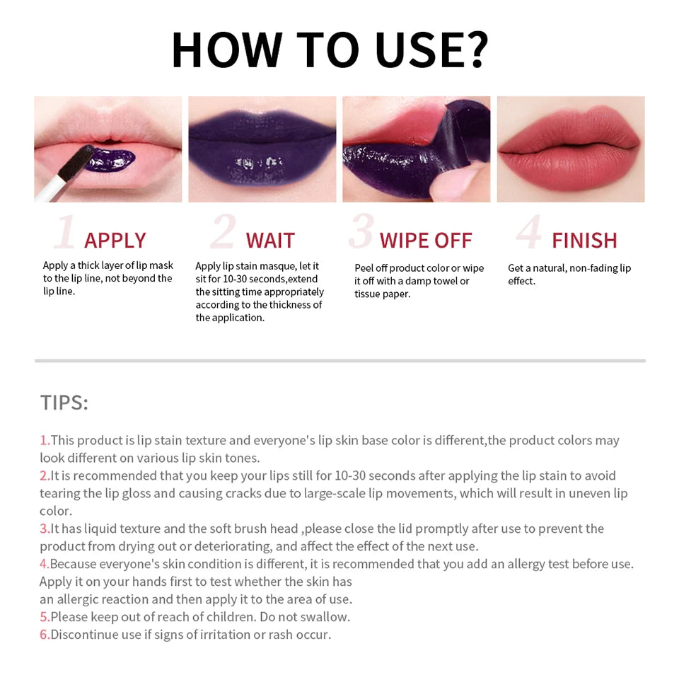 Waterproof Peel-Off Lip Stain Tint