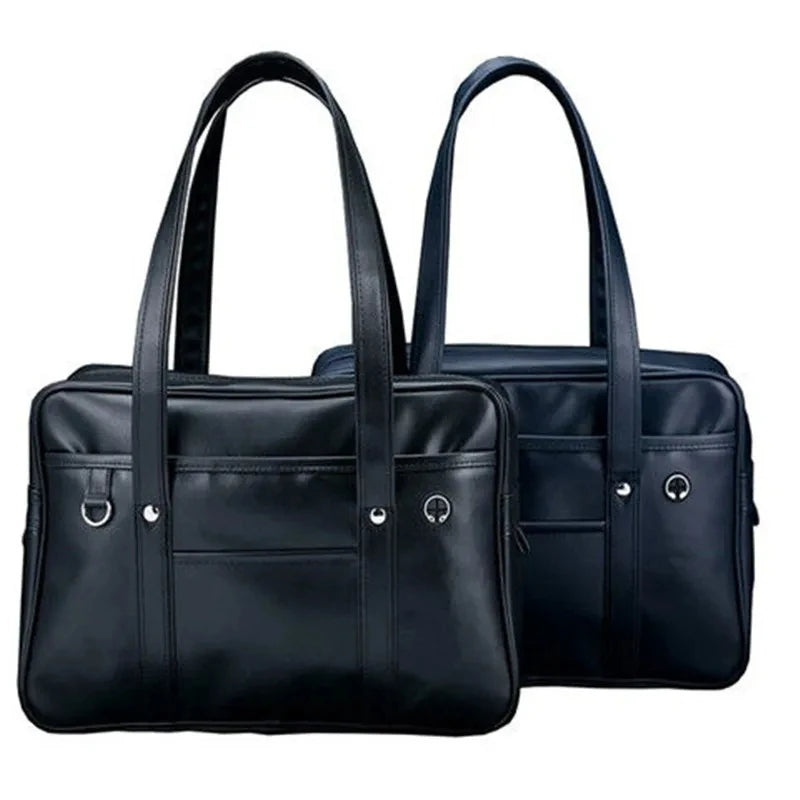 Japanese Style PU Leather Student Tote Bag for School and Daily Use - 7