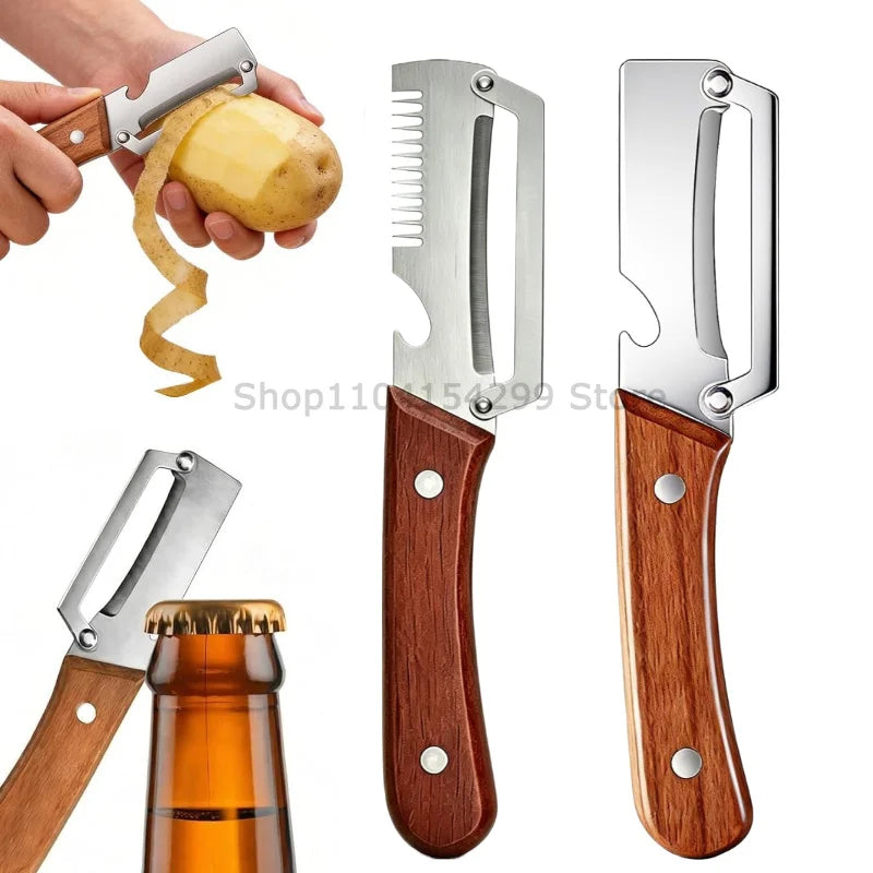 3-in-1 Multifunction Vegetable Peeler with Wood Handle - 22