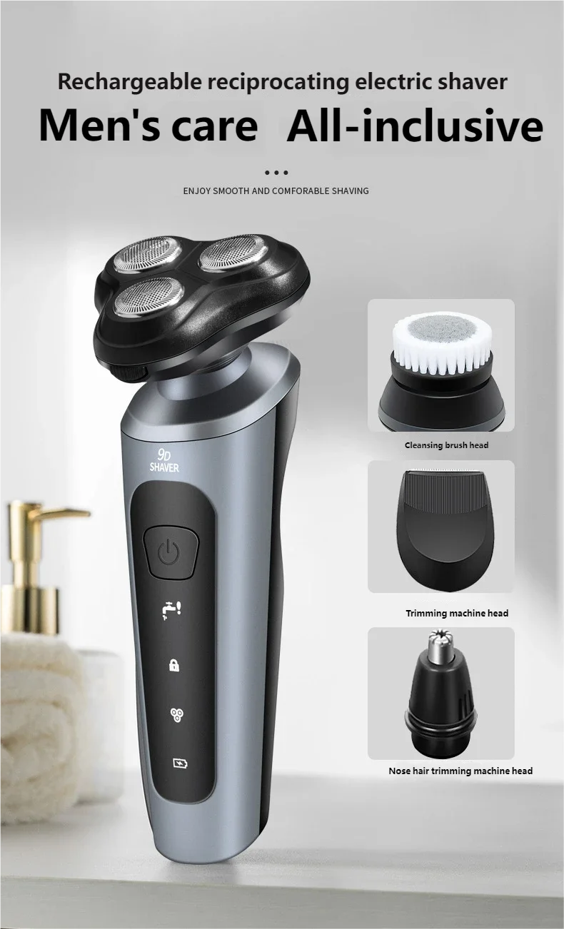 Rechargeable Electric Shaver for Men Wet and Dry Beard Razor