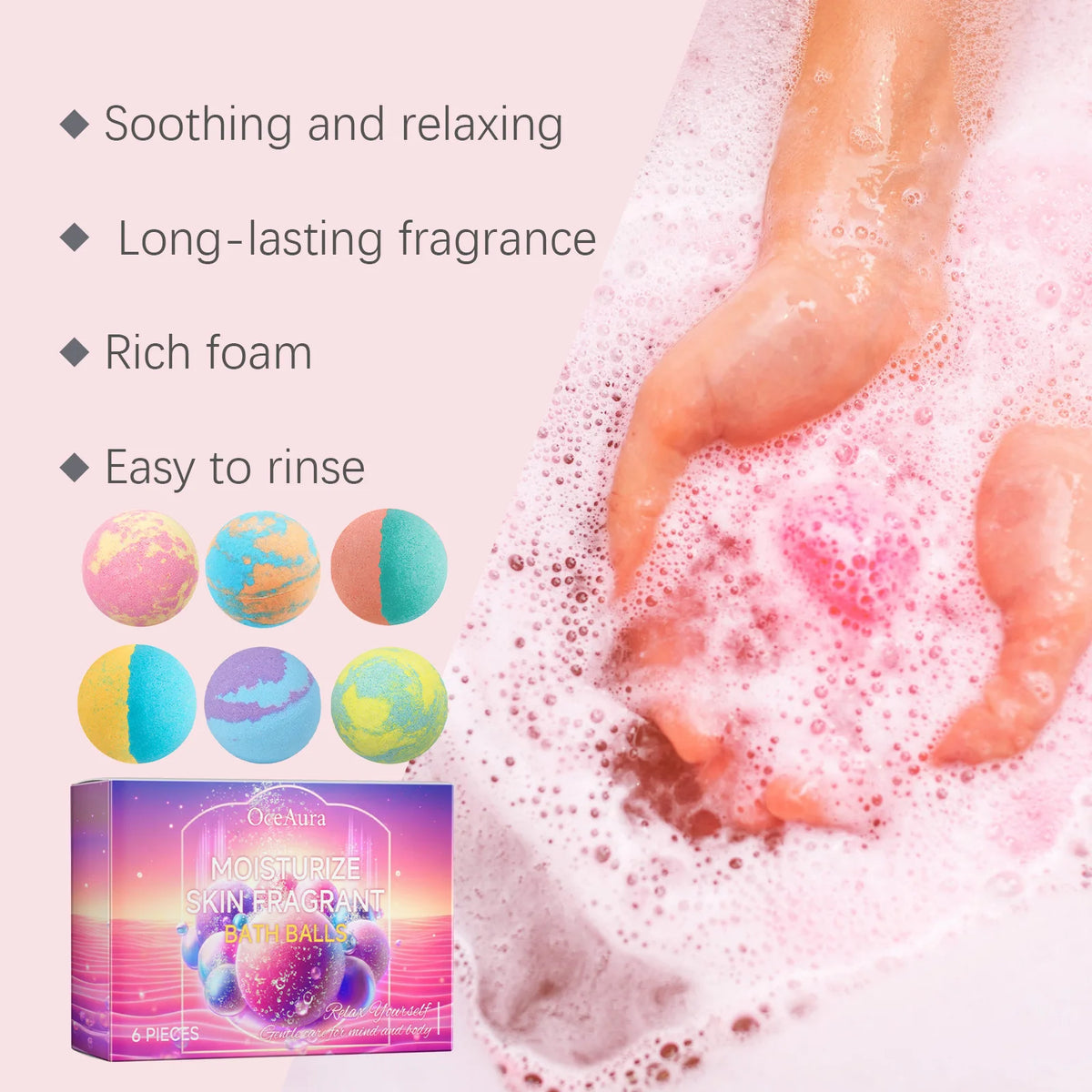 Relaxing Aromatherapy Bath Bomb Set for Skin Moisturizing