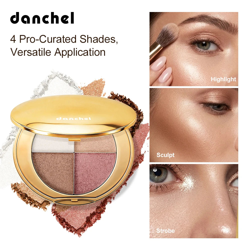 4-Color Highlighting and Contouring Face Makeup Palette