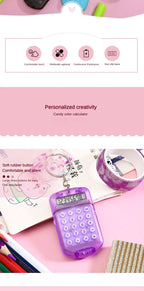 Portable Mini Transparent Flip Calculator with Keychain