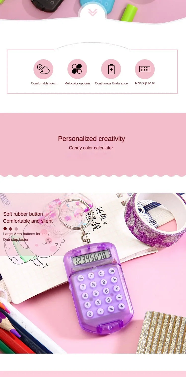 Portable Mini Transparent Flip Calculator with Keychain