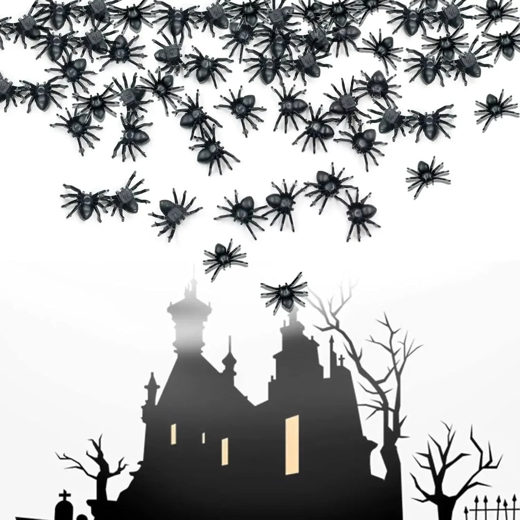 Mini Realistic Black Spider Props for Halloween Decorations