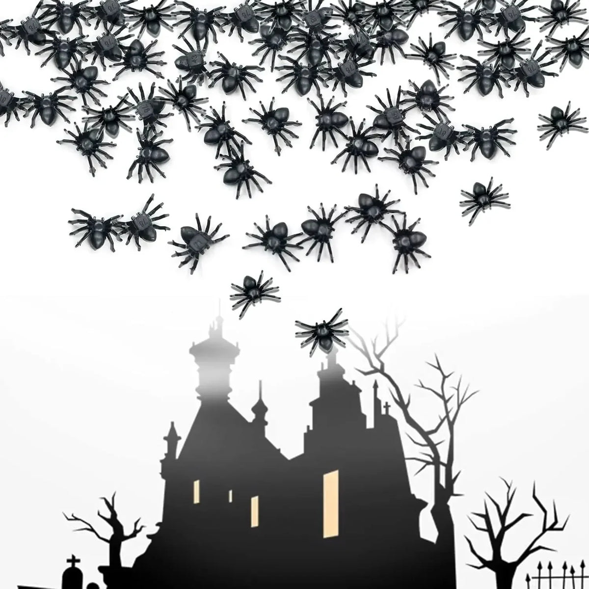 Mini Realistic Black Spider Props for Halloween Decorations