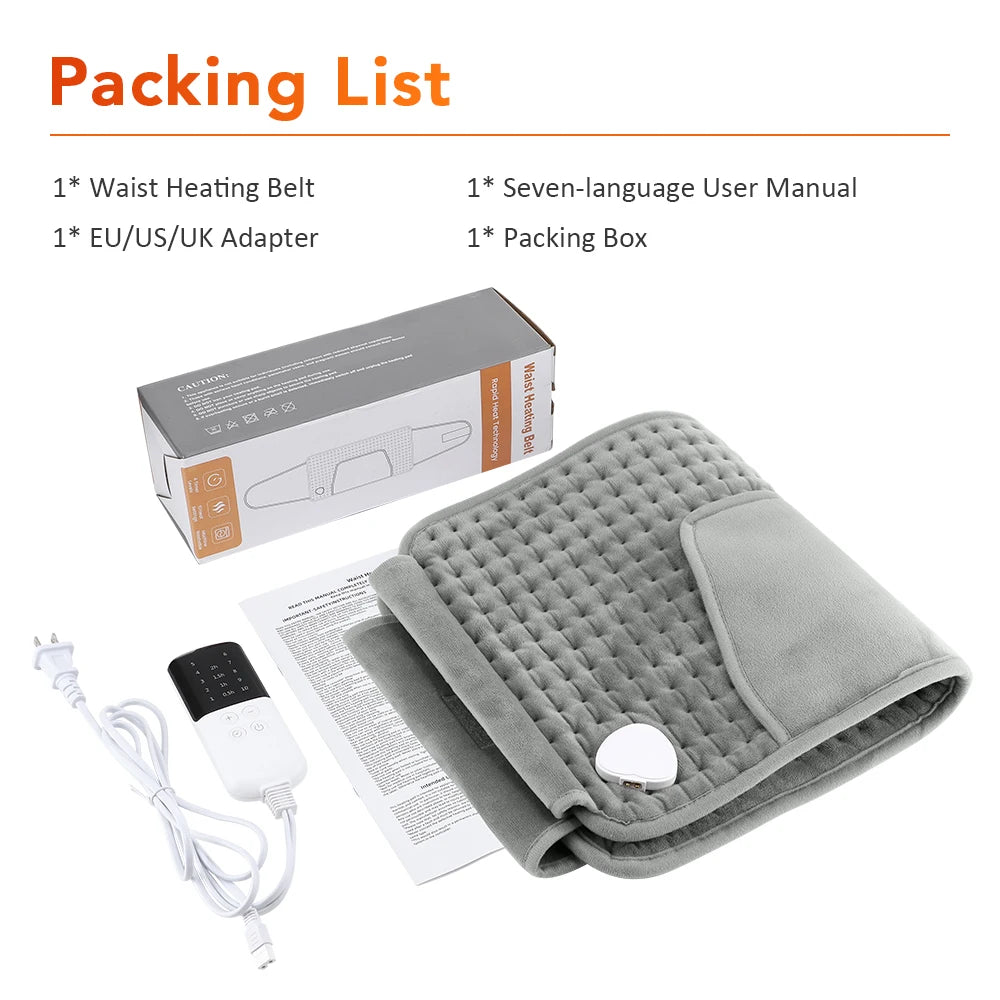 Electric Heated Waist and Back Support Wrap with Temperature Control