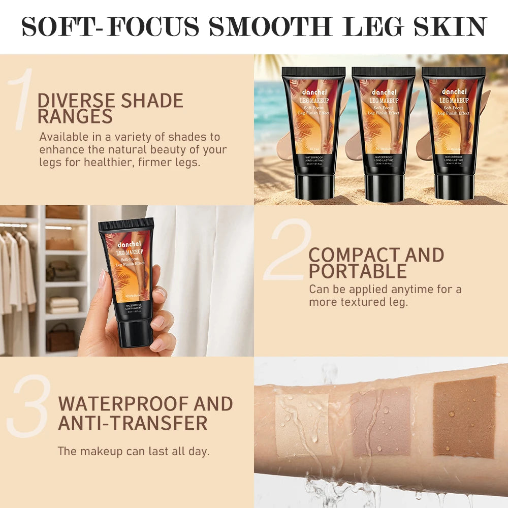 Waterproof Leg Foundation Body Concealer with Application Glove - 3