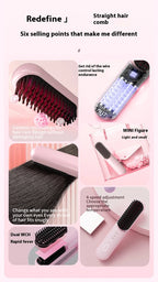 Fast-Heating Cordless Ionic Hair Straightener Brush