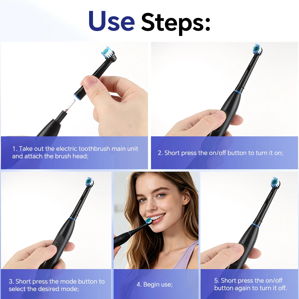 Rechargeable Electric Toothbrush with 5 Modes and 4 Brush Heads - 13