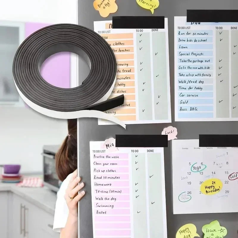 Self-Adhesive Cuttable Magnetic Strip for DIY Home Organization