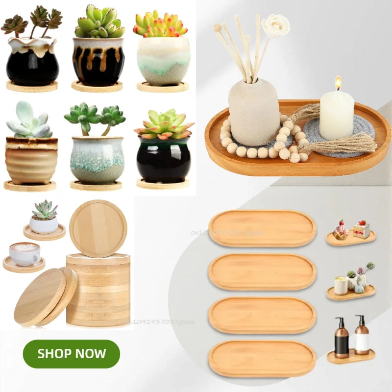 Multifunctional Bamboo Oval Tray Set