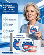 Instant Snap-On Silicone Cosmetic Dentures Set