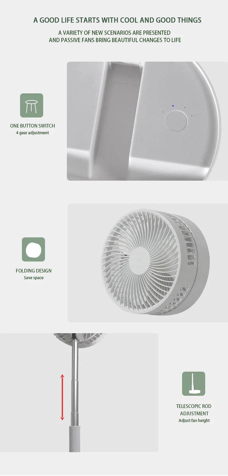 Portable Retractable Folding Fan with Remote Control
