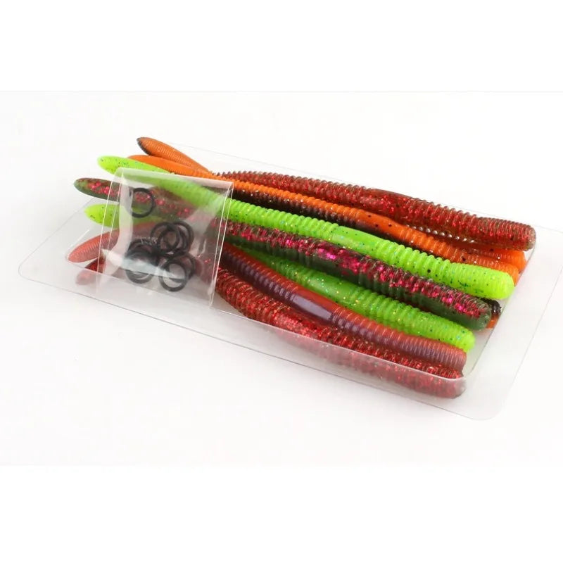 Realistic Soft Earthworm Fishing Lures 10-Pack - 7