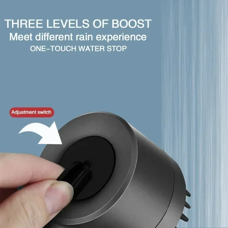 High-Pressure Adjustable Shower Head with Massage Brush