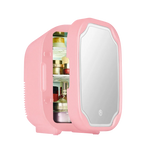 Portable Mini Skincare Fridge with LED Mirror for Home and Travel