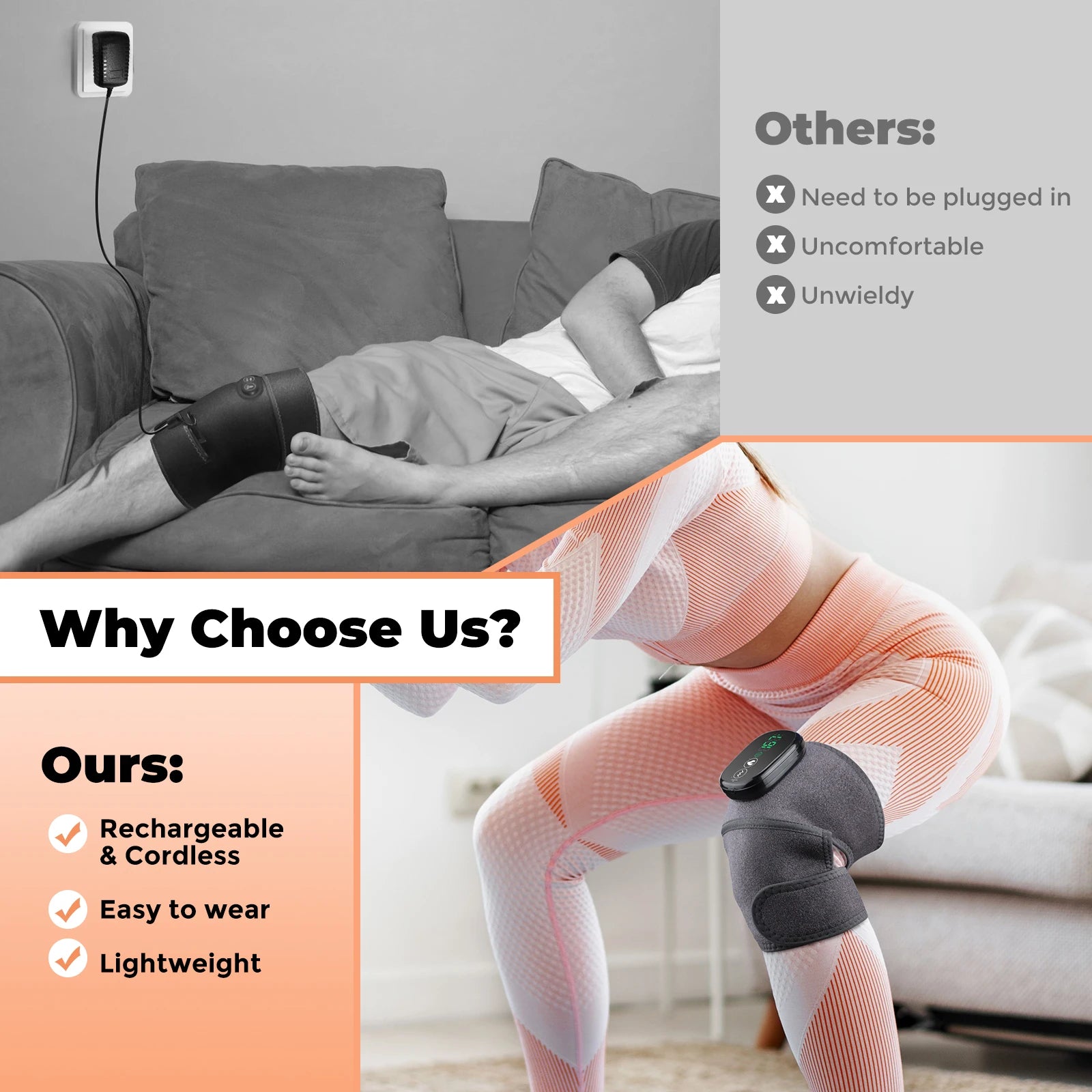 Heated Vibration Knee Massager for Joint Pain Relief - 11