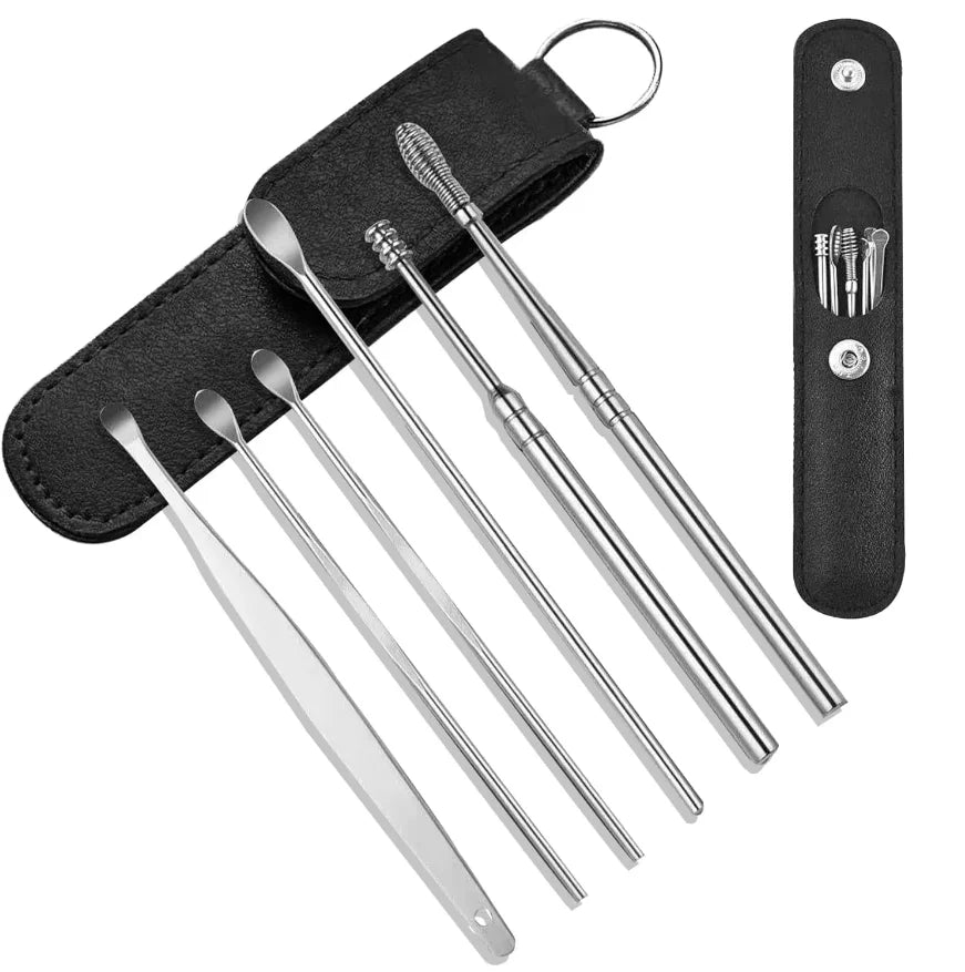 Stainless Steel Ear Wax Removal Tool Kit with Travel Case - 16