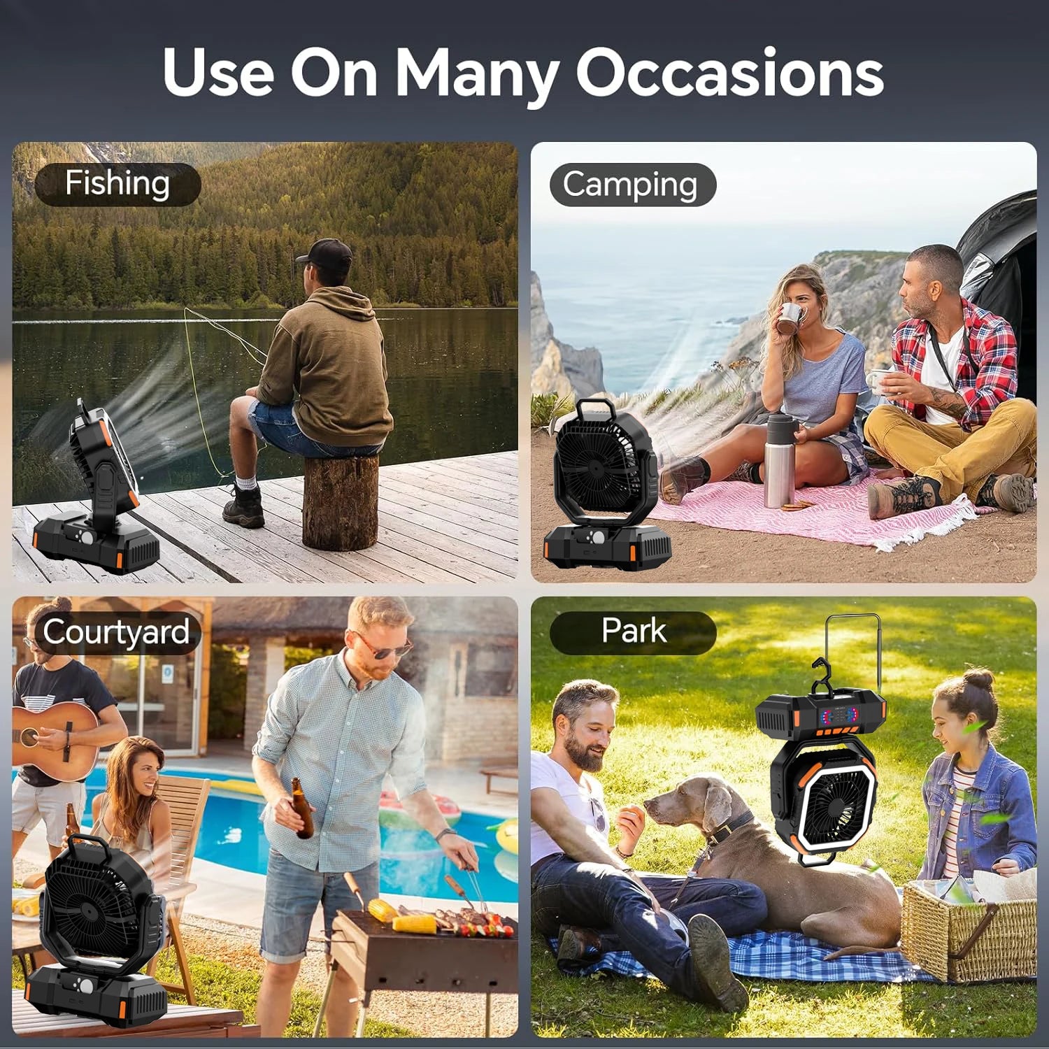 Portable Camping Fan with 40000mAh Power Bank & LED Light - 14