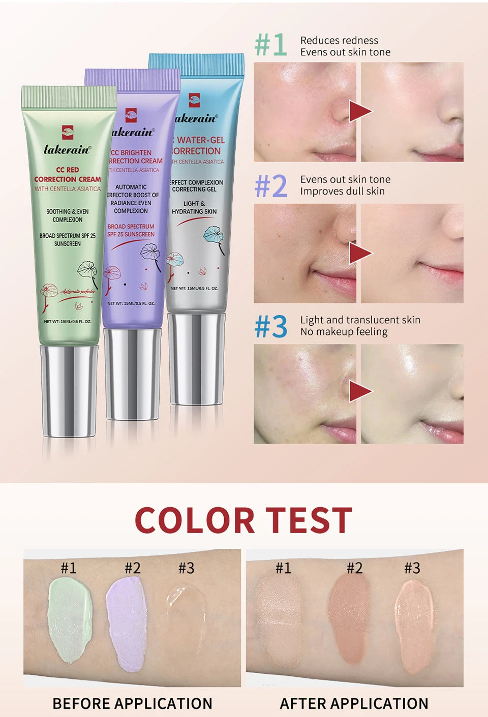 Color Correcting CC Cream Makeup Base - 10