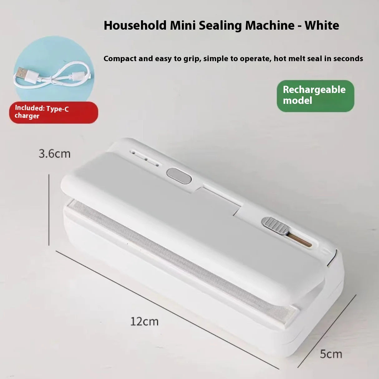 Portable Rechargeable Mini Plastic Bag Heat Sealer - 6