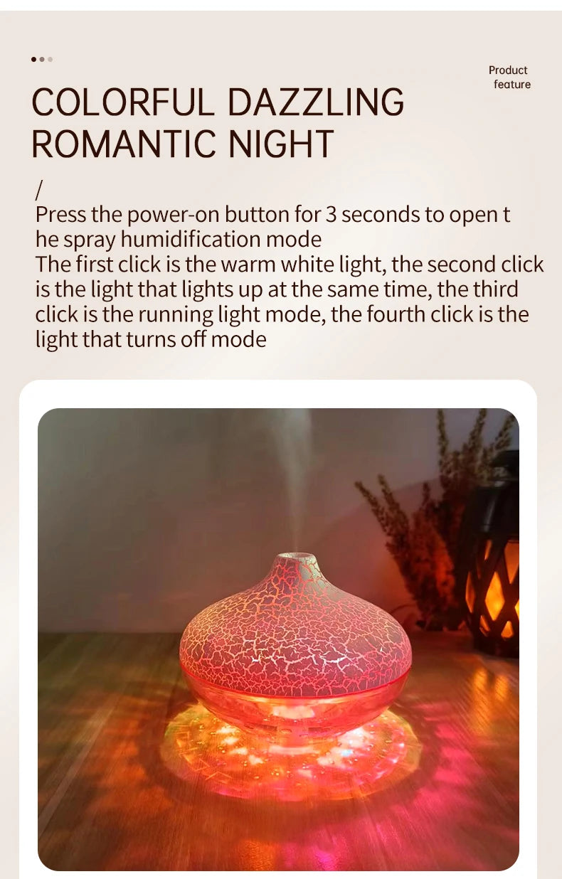 Crystal Crack LED Desktop Humidifier for Home and Bedroom - 12