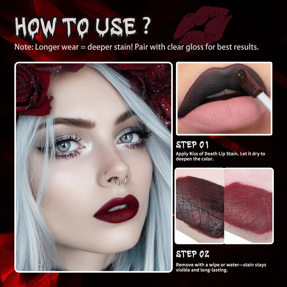 Bloody Matte Liquid Lip Stain for Halloween and Gothic Makeup