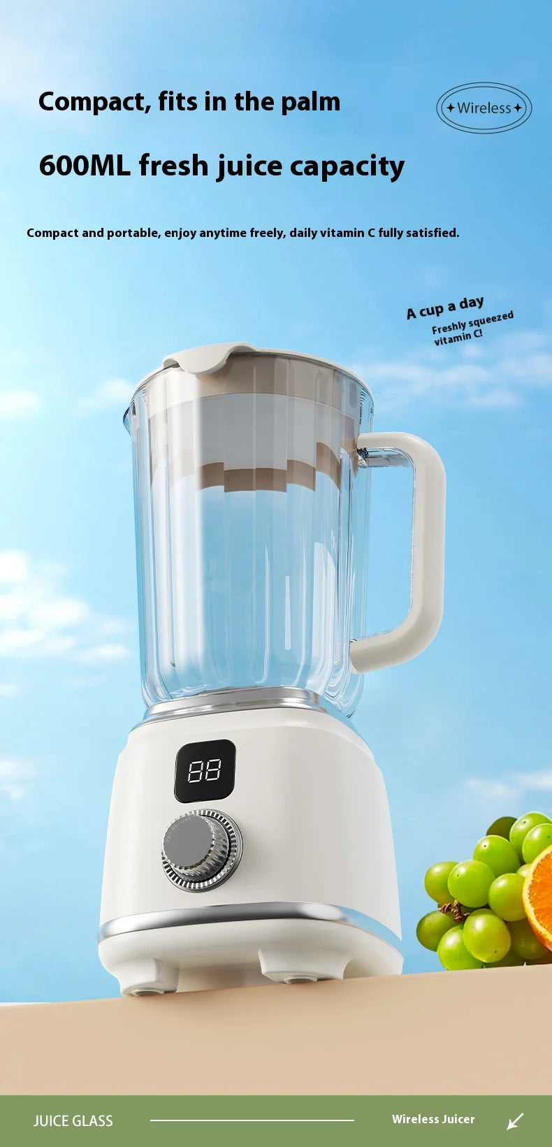 Portable Wireless Blender for Smoothies and Juices