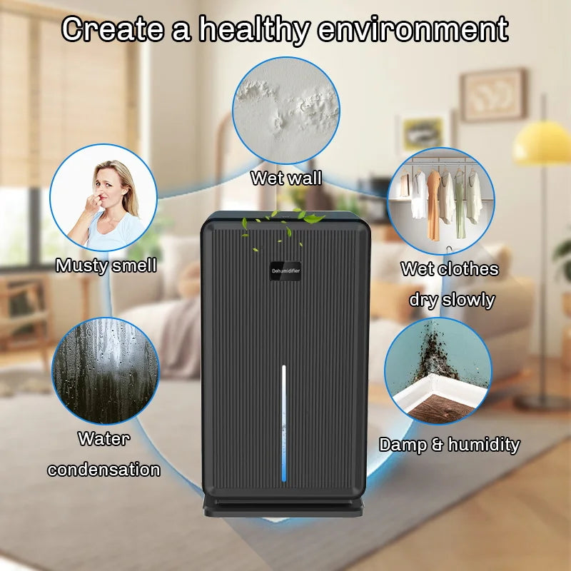 Compact Quiet Electric Dehumidifier for Home and Basement