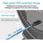 Portable Rechargeable Clip-On Desk Fan with 10000mAh Battery