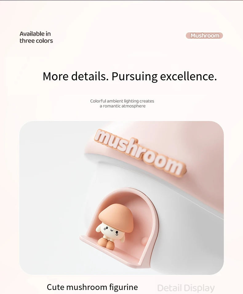 Cute Mushroom House Humidifier with LED Night Light