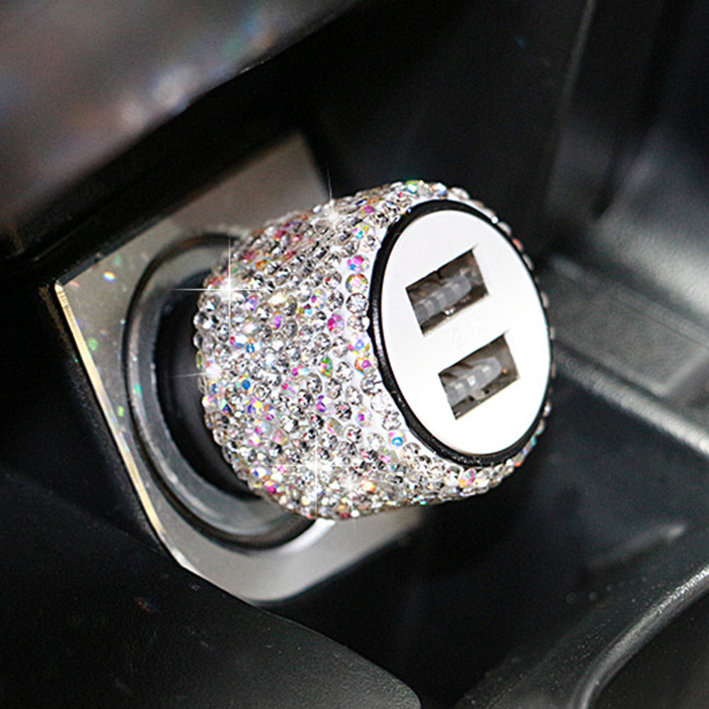 Dual Port Rhinestone USB Car Charger