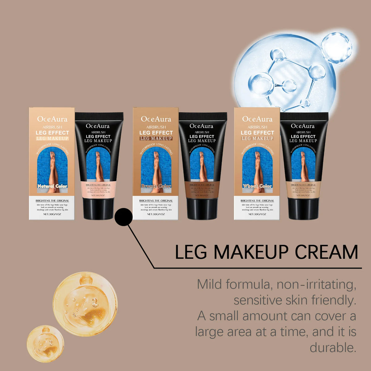 Waterproof Leg Makeup Concealer and Instant Bronzer Cream